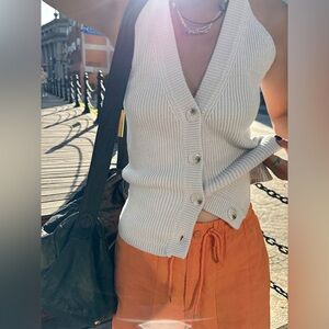 Commense Button V-Neck Knit Vest size xs